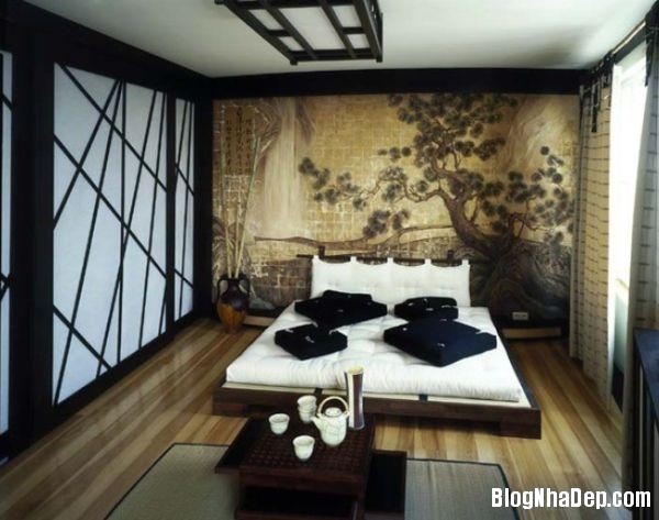 Mẫu giường ngủ thấp mang phong cách Nhật Bản